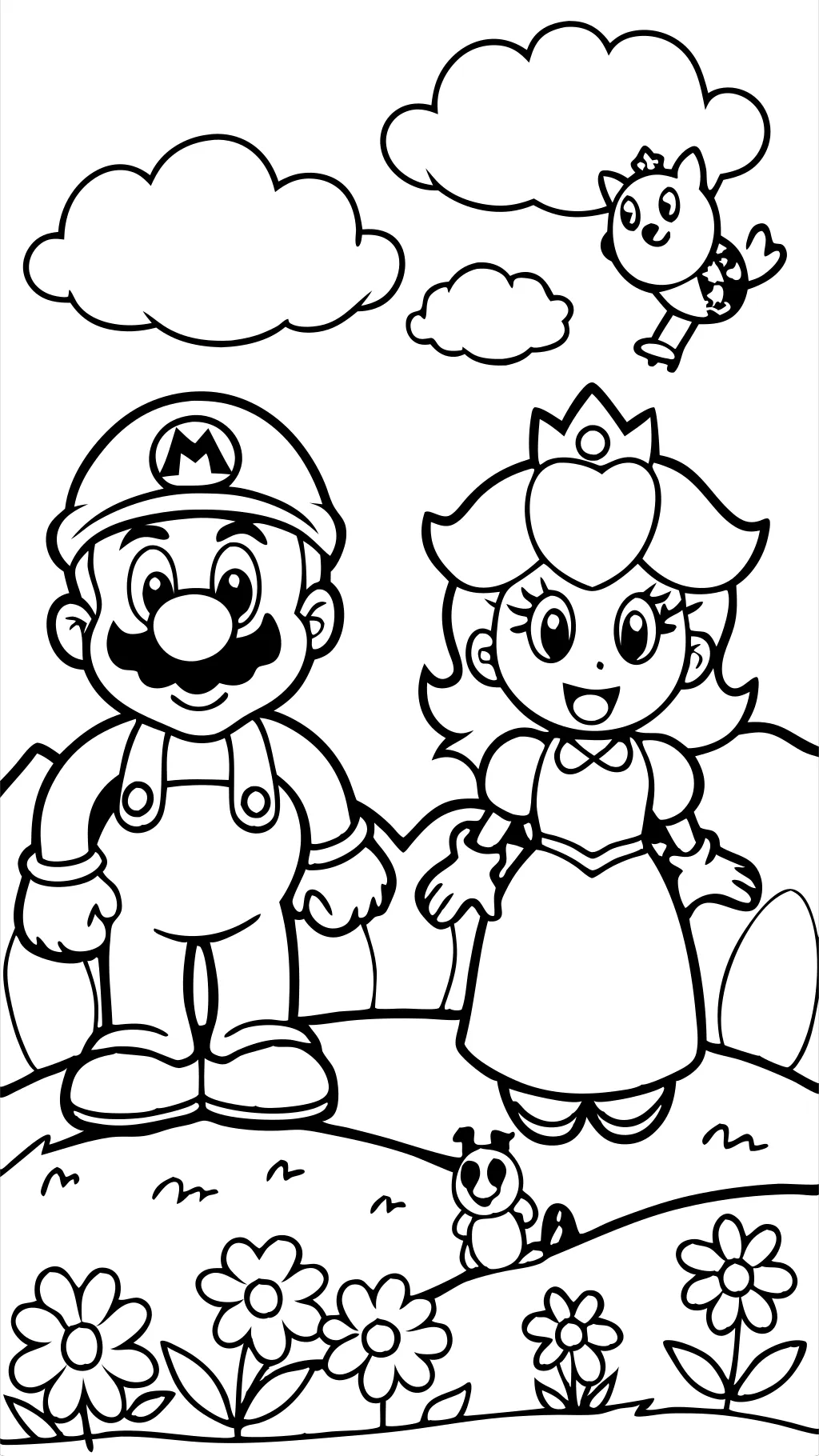 Páginas para colorear de Mario y Princess Peach